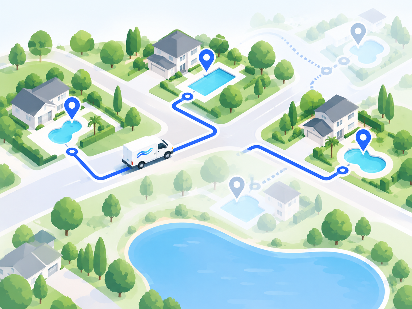 Isometric map of a dense pool route