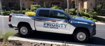 Priority Pool Service branded service truck