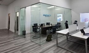 New office with glass conference room